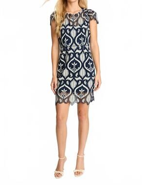 NEW CABALLERO vanna dress in navy and cream lace